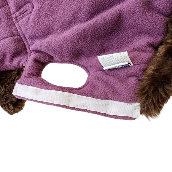 DOG Coat EAST SIDE COLLECTION Nylon & Furry Baby Animal Purple Jacket Coat NWT's - Picture 4 of 16